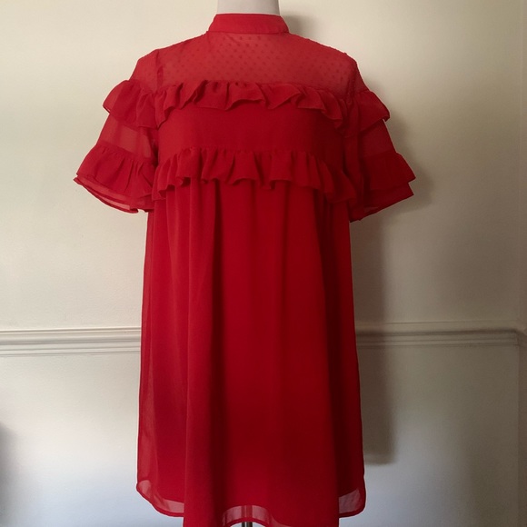 asos red ruffle dress